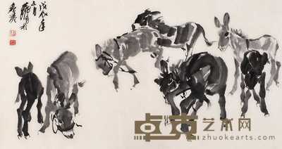 黄胄 群驴 镜心 102×54cm